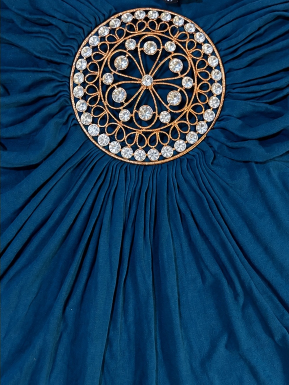Sky Teal Strapless Camisole with Gold Medallion - Picture 5 of 6